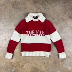 Vintage Spark Plug “The Kid” Red White Striped Knit Collared Sweater Size 7